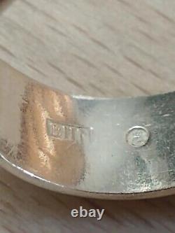 Birgitta Holmgren, Sweden Sterling Silver, Partially Gold Plated, Enamel Ring
