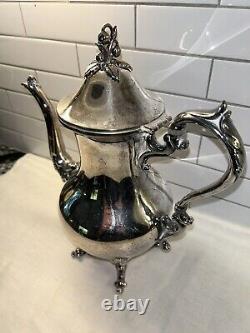 Birmingham Silver Co. Silver Plate 7 Piece Coffee Tea Set & Serving Tray Vintage