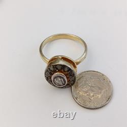 Boho Artistic Gold Plated Sterling Ring Raw Diamond VTG Artisan Statement Gift
