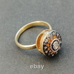 Boho Artistic Gold Plated Sterling Ring Raw Diamond VTG Artisan Statement Gift Boho Artistic Gold Plated Sterling Ring Raw Diamond VTG Artisan Statement Gift