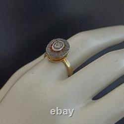 Boho Artistic Gold Plated Sterling Ring Raw Diamond VTG Artisan Statement Gift