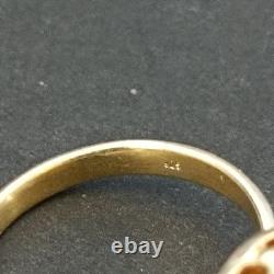 Boho Artistic Gold Plated Sterling Ring Raw Diamond VTG Artisan Statement Gift