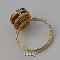 Boho Artistic Gold Plated Sterling Ring Raw Diamond VTG Artisan Statement Gift