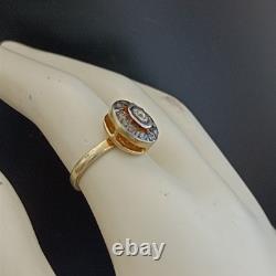 Boho Artistic Gold Plated Sterling Ring Raw Diamond VTG Artisan Statement Gift