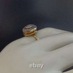 Boho Artistic Gold Plated Sterling Ring Raw Diamond VTG Artisan Statement Gift