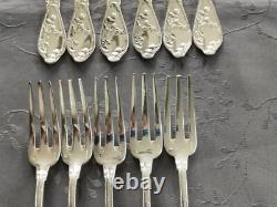 Boulenger Chardons 11 Large Table Forks In Silver Plated Art Nouveau Boulenger Chardons 11 Large Table Forks In Silver Plated Art Nouveau