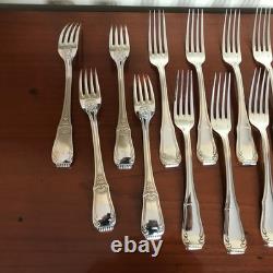 Boulenger silverware, 12 table forks, Regency style, silver-plated metal