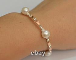 Bracelet Sterling Silver Pearls Gold Plated Stamp Ukraine Fashion Jewelry 375