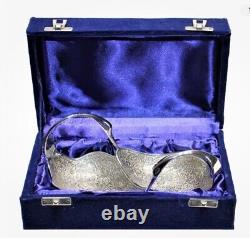 Brass Silver-plated Twin Duck Decorative Dining Bowl Set Original Blue Box