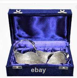 Brass Silver-plated Twin Duck Decorative Dining Bowl Set Original Blue Box