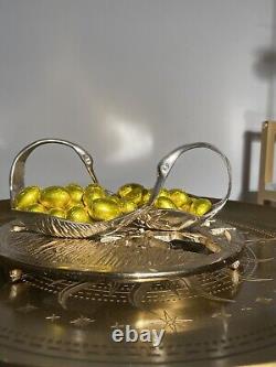 Brass Silver-plated Twin Duck Decorative Dining Bowl Set Original Blue Box