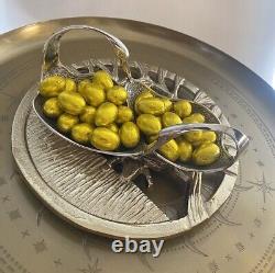 Brass Silver-plated Twin Duck Decorative Dining Bowl Set Original Blue Box