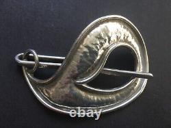 Brutalist Jacob Hull Silver Plated Hair Slide Brooch Signed Modernist