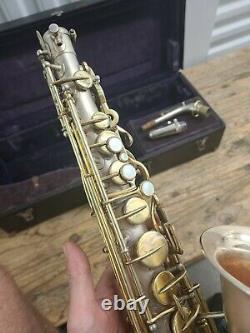 Buescher True Tone Low Pitch Saxophone Silver, Gold #163764 c1920 Original Case