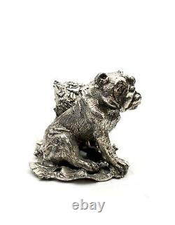 Bull Dog Napkin Ring Design Antique Rare Silver Plated Dinning Decor