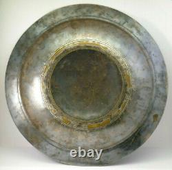 C1890, Antique French Knight's Templar Engraved Brass & Silver Plated Alms Dish