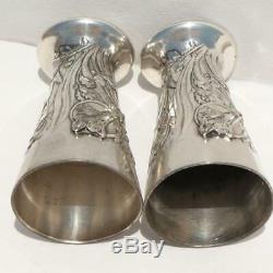 C1900s GERMAN WMF ART NOUVEAU SILVER PLATED HUNTING WILD BOAR PAIR 2 STIRRUP CUP