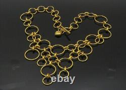 CAROLEE 925 Silver Vintage Gold Plated Circle Link Chain Necklace NE3480