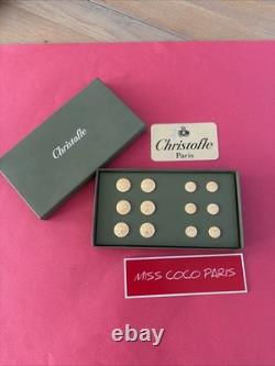 CHRISTOFLE France Officer Buttons Box Silver-Plated Metal Good Condition Rare