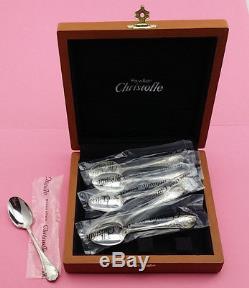 CHRISTOFLE MARLY Box Set. Coffee Spoons 10cm 4 long Silver plate NEW