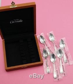 CHRISTOFLE MARLY Box Set. Coffee Spoons 10cm 4 long Silver plate NEW