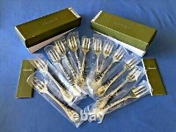 CHRISTOFLE MARLY SILVER PLATED PASTRY FORKS Set of 12 NEW in Original Boxes