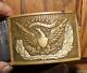 CIVIL War Us Army U. S. Brass Silver Wreath Belt Plate, Leather Belt Regulation
