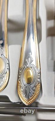 CUTLERY SET Willhiem Toscana Rosfreier Edelstahl 72 Piece Case Gold Plated