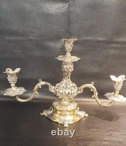 Candelabra Silver Plated Reed Barton #165, 3 Candlestick Holder antique