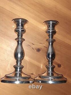 Candlesticks Candleholders (2) -Sheffield Plate- Antique