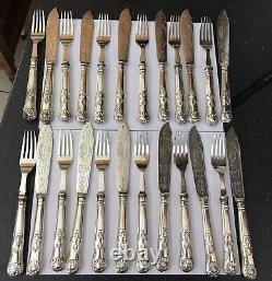 Carrington C&Co Kings Royal Engraved EPNS Silver Plate Fish Knives Forks Cutlery