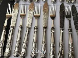 Carrington C&Co Kings Royal Engraved EPNS Silver Plate Fish Knives Forks Cutlery