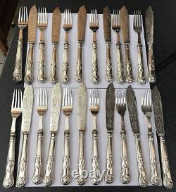 Carrington C&Co Kings Royal Engraved EPNS Silver Plate Fish Knives Forks Cutlery