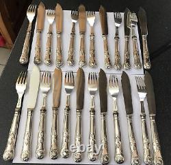 Carrington C&Co Kings Royal Engraved EPNS Silver Plate Fish Knives Forks Cutlery