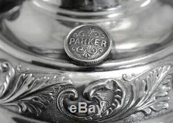 Charles Parker Silver Plate Oil Lamp Cherub Raising Font Banquet Antique