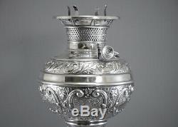 Charles Parker Silver Plate Oil Lamp Cherub Raising Font Banquet Antique