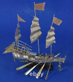 Chinese Silver Plated Sailing Ship or Junk