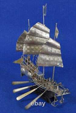 Chinese Silver Plated Sailing Ship or Junk