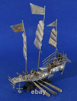 Chinese Silver Plated Sailing Ship or Junk