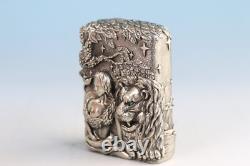 Chinese copper plate silver hand cast mermaid Beauty and the Beast lighter box