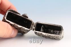 Chinese copper plate silver hand cast mermaid Beauty and the Beast lighter box