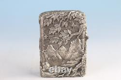 Chinese copper plate silver hand cast mermaid Beauty and the Beast lighter box