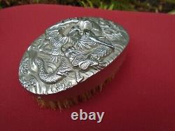 Chinese silver plated dragon cloths brush lovely detail