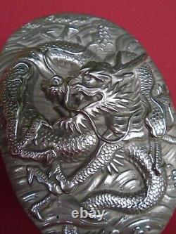 Chinese silver plated dragon cloths brush lovely detail