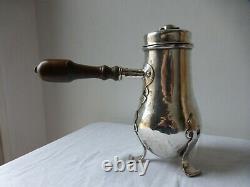 Chocolatière verseuse plaquée argent. XVIIIème. Silver-plated jug chocolate maker