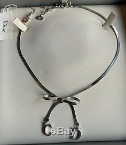 Christian Dior Silver Bow Necklace And Bracelet Used In Original Box