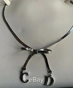 Christian Dior Silver Bow Necklace And Bracelet Used In Original Box