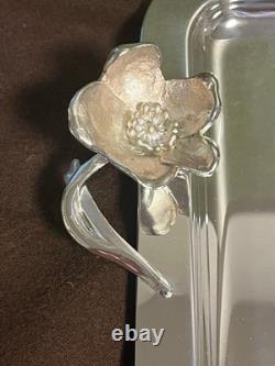 Christofle Anemone Silver-Plate Tray with Original Box 20x16 cm