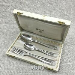 Christofle Cutlery Set Christening Baptism Silver Plate Boxed Original Art Deco