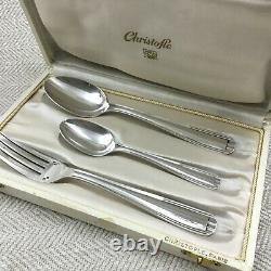 Christofle Cutlery Set Christening Baptism Silver Plate Boxed Original Art Deco
